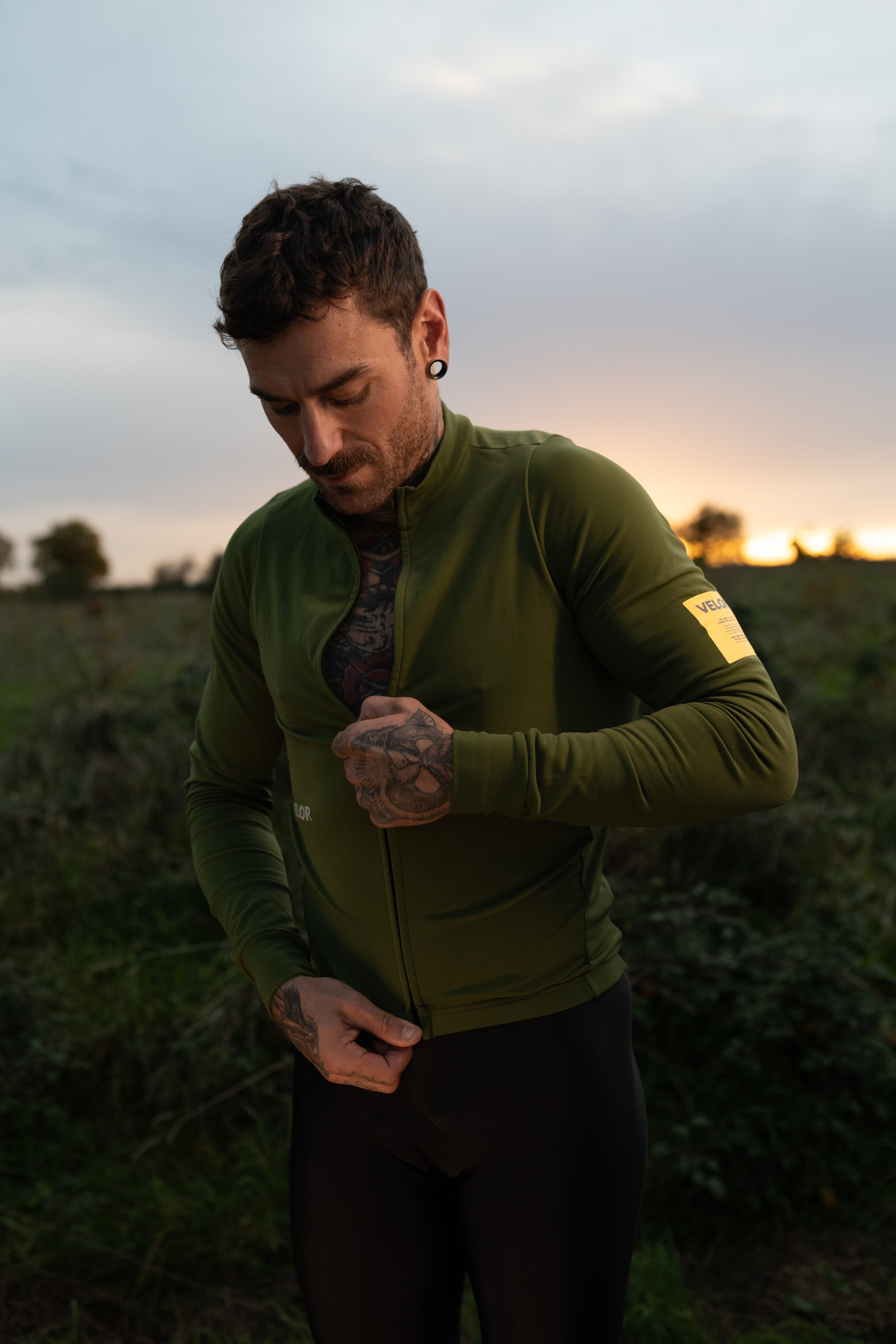 Men - Long Sleeve Forest (Inner fabric rougher texture) - Velor-cycling