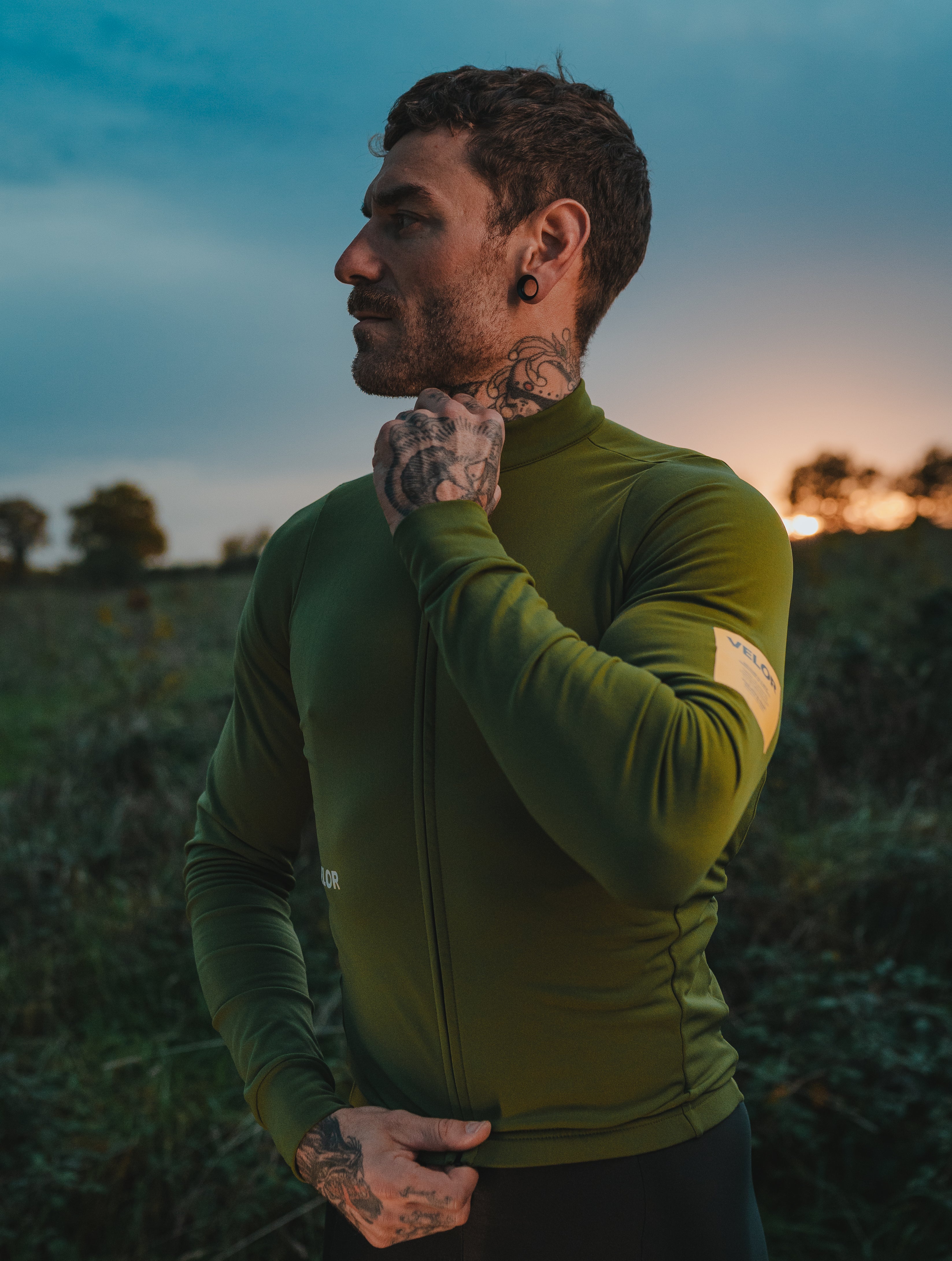 Men - Long Sleeve Forest (Inner fabric rougher texture) - Velor-cycling
